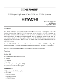 Datasheet HD155101BF manufacturer Hitachi
