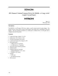 Datasheet HD66206 manufacturer Hitachi