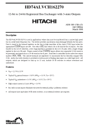 Datasheet HD74ALVCH162270 manufacturer Hitachi