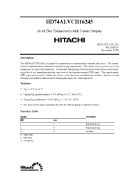 Datasheet HD74ALVCH16245 manufacturer Hitachi