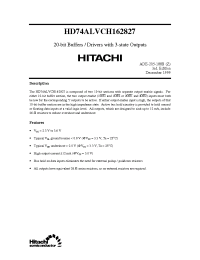 Datasheet HD74ALVCH162827 manufacturer Hitachi
