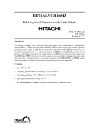 Datasheet HD74ALVCH16543 manufacturer Hitachi
