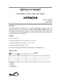 Datasheet HD74ALVCH16827 manufacturer Hitachi