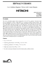 Datasheet HD74ALVCH16831 manufacturer Hitachi