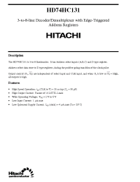 Datasheet HD74HC131 manufacturer Hitachi