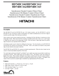 Datasheet HD74HC161 manufacturer Hitachi