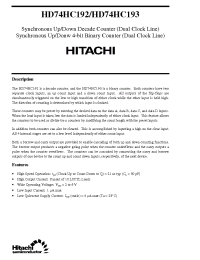 Datasheet HD74HC192 manufacturer Hitachi