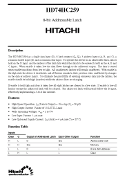 Datasheet HD74HC259 manufacturer Hitachi