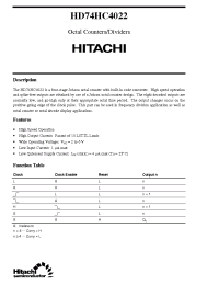 Datasheet HD74HC4022 manufacturer Hitachi