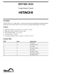 Datasheet HD74HC4024 manufacturer Hitachi