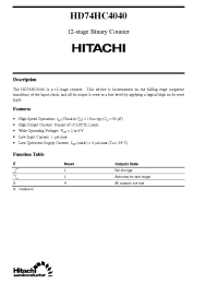 Datasheet HD74HC4040 manufacturer Hitachi