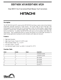 Datasheet HD74HC4520 manufacturer Hitachi