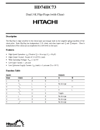 Datasheet HD74HC73 manufacturer Hitachi