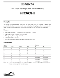 Datasheet HD74HC74 manufacturer Hitachi
