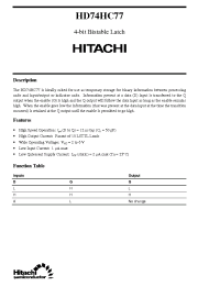 Datasheet HD74HC77 manufacturer Hitachi