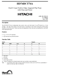 Datasheet HD74HCT74A manufacturer Hitachi