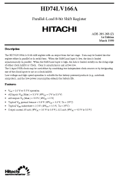 Datasheet HD74LV166A manufacturer Hitachi
