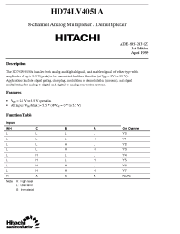 Datasheet HD74LV4051A manufacturer Hitachi