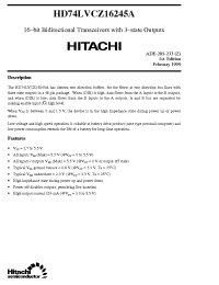 Datasheet HD74LVCZ16245A manufacturer Hitachi