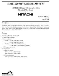 Datasheet HM5112805FLTD-6 manufacturer Hitachi