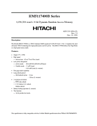 Datasheet HM5117400BLTS-7 manufacturer Hitachi