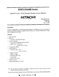 Datasheet HM5118160BLJ-6 manufacturer Hitachi