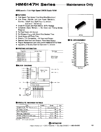 Datasheet HM6147HLP-45 manufacturer Hitachi