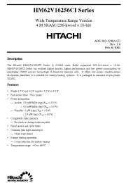 Datasheet HM62V16256CI manufacturer Hitachi