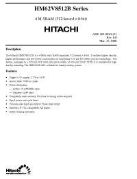 Datasheet HM62V8512BLFP-7UL manufacturer Hitachi
