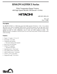 Datasheet HM62W16255CJPI12 manufacturer Hitachi