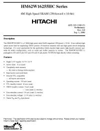 Datasheet HM62W16255HC manufacturer Hitachi