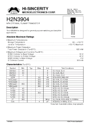 Datasheet H2N3904 manufacturer Hi-Sincerity