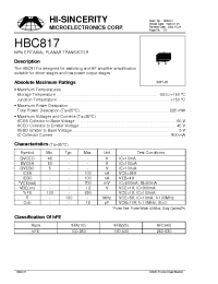 Datasheet HBC817 manufacturer Hi-Sincerity