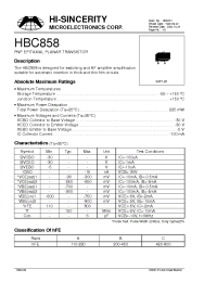 Datasheet HBC858 manufacturer Hi-Sincerity