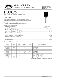Datasheet HBD675 manufacturer Hi-Sincerity