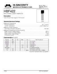 Datasheet HBF422 manufacturer Hi-Sincerity