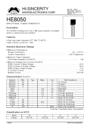 Datasheet HE8050 manufacturer Hi-Sincerity
