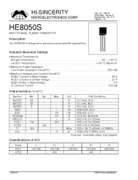 Datasheet HE8050S manufacturer Hi-Sincerity