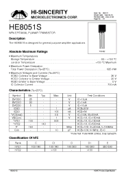Datasheet HE8051S manufacturer Hi-Sincerity