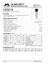Datasheet HE9018 manufacturer Hi-Sincerity