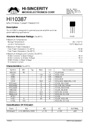 Datasheet HI10387 manufacturer Hi-Sincerity