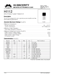 Datasheet HI112 manufacturer Hi-Sincerity