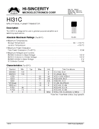 Datasheet HI31C manufacturer Hi-Sincerity