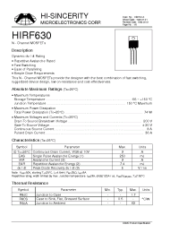 Datasheet HIRF630 manufacturer Hi-Sincerity