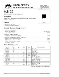 Datasheet HJ122 manufacturer Hi-Sincerity