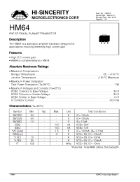 Datasheet HM64 manufacturer Hi-Sincerity