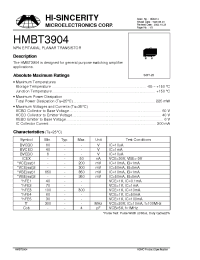 Datasheet HMBT3904 manufacturer Hi-Sincerity