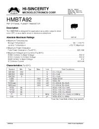 Datasheet HMBTA92 manufacturer Hi-Sincerity