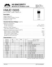 Datasheet HMJE13005 manufacturer Hi-Sincerity