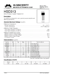 Datasheet HSD313 manufacturer Hi-Sincerity